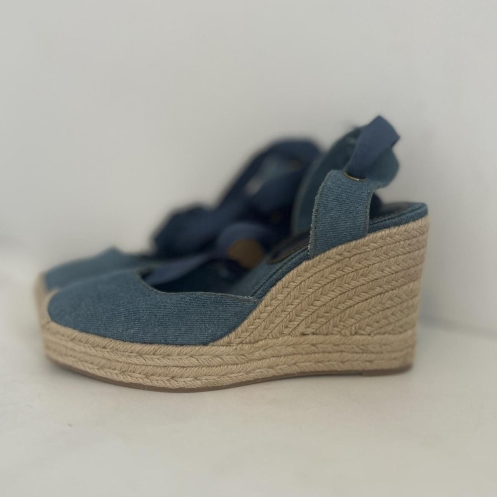 Zara Denim Blue Wedge Espadrilles